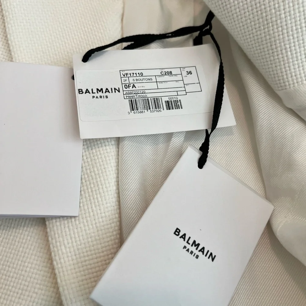 NEW BALMAIN DOUBLE-BREASTED BLAZER SIZE FR 36 US 04 COLOR BLANC GOLD BUTTONS - Picture 13 of 16